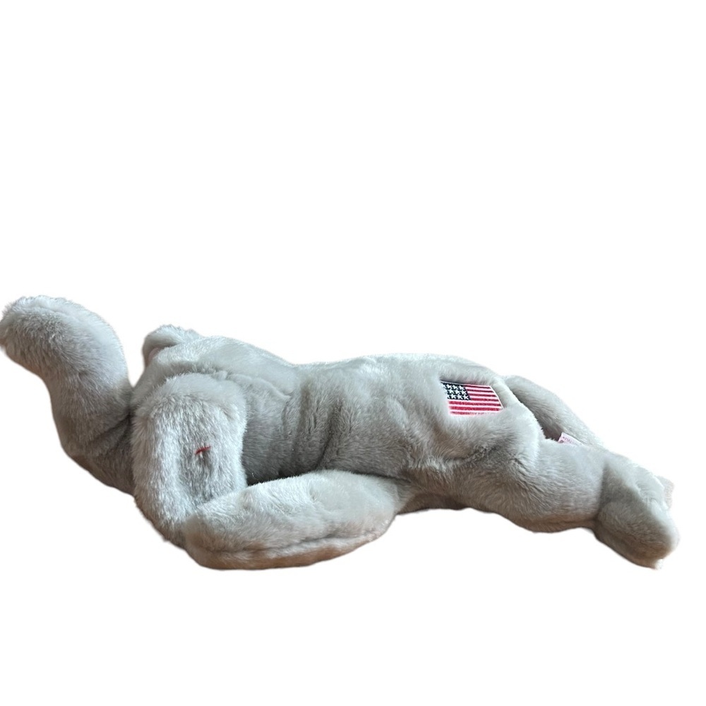 Ty Beanie‎ Buddies Elephant American Flag Stuffed Plush Animal Toy Gray 18”